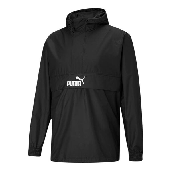 

Куртка half-zip windbreaker logo half zipper hooded woven jacket black Puma, черный