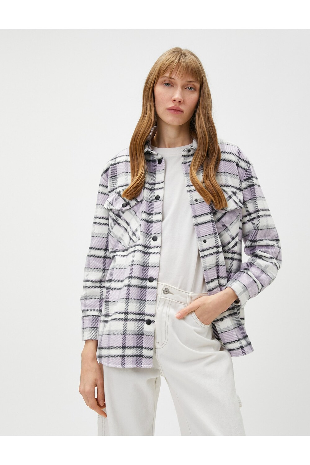 

Рубашка Lumberjack с карманами и кнопками Koton, фиолетовый
