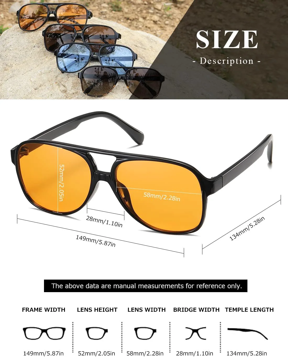 

Солнцезащитные очки MASDUN в стиле ретро, ​​квадратные, авиаторские, для женщин и мужчин, в винтажном стиле 70-х годов, с двойной перемычкой, Black/Yellow+black/Brown