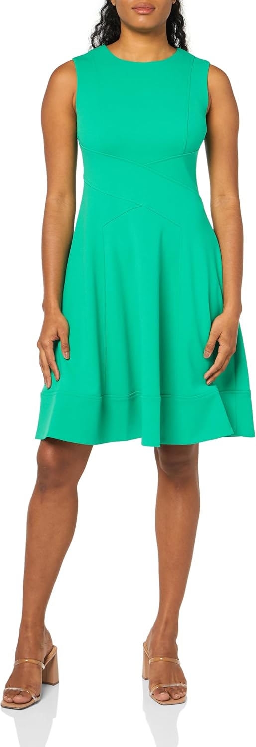 

Женское мини-платье без рукавов с высоким воротом и расклешенной юбкой от Tommy Hilfiger, Parakeet