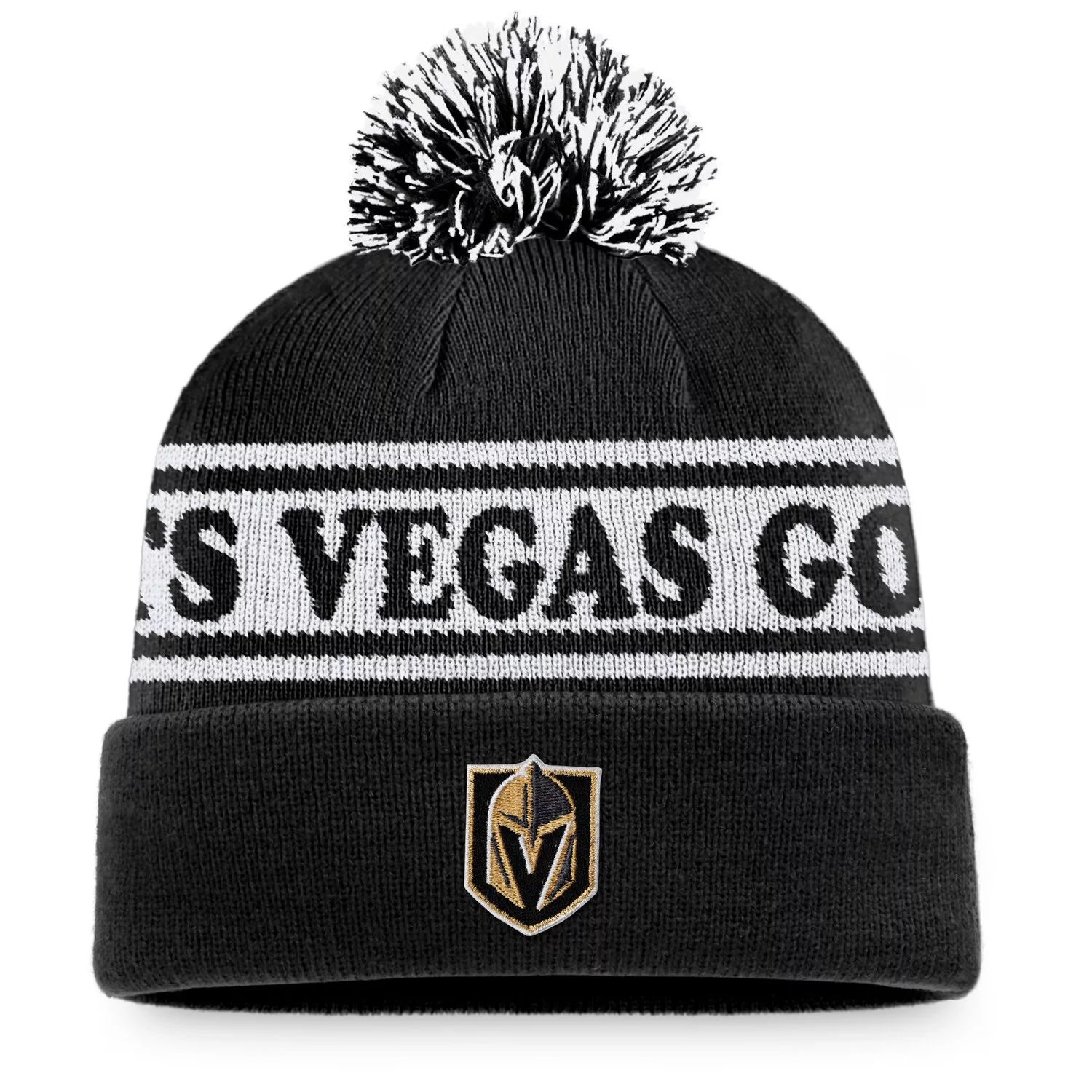 

Мужская черная фирменная шапка Fanatics Vegas Golden Knights Vintage Sport Resort с манжетами и помпоном