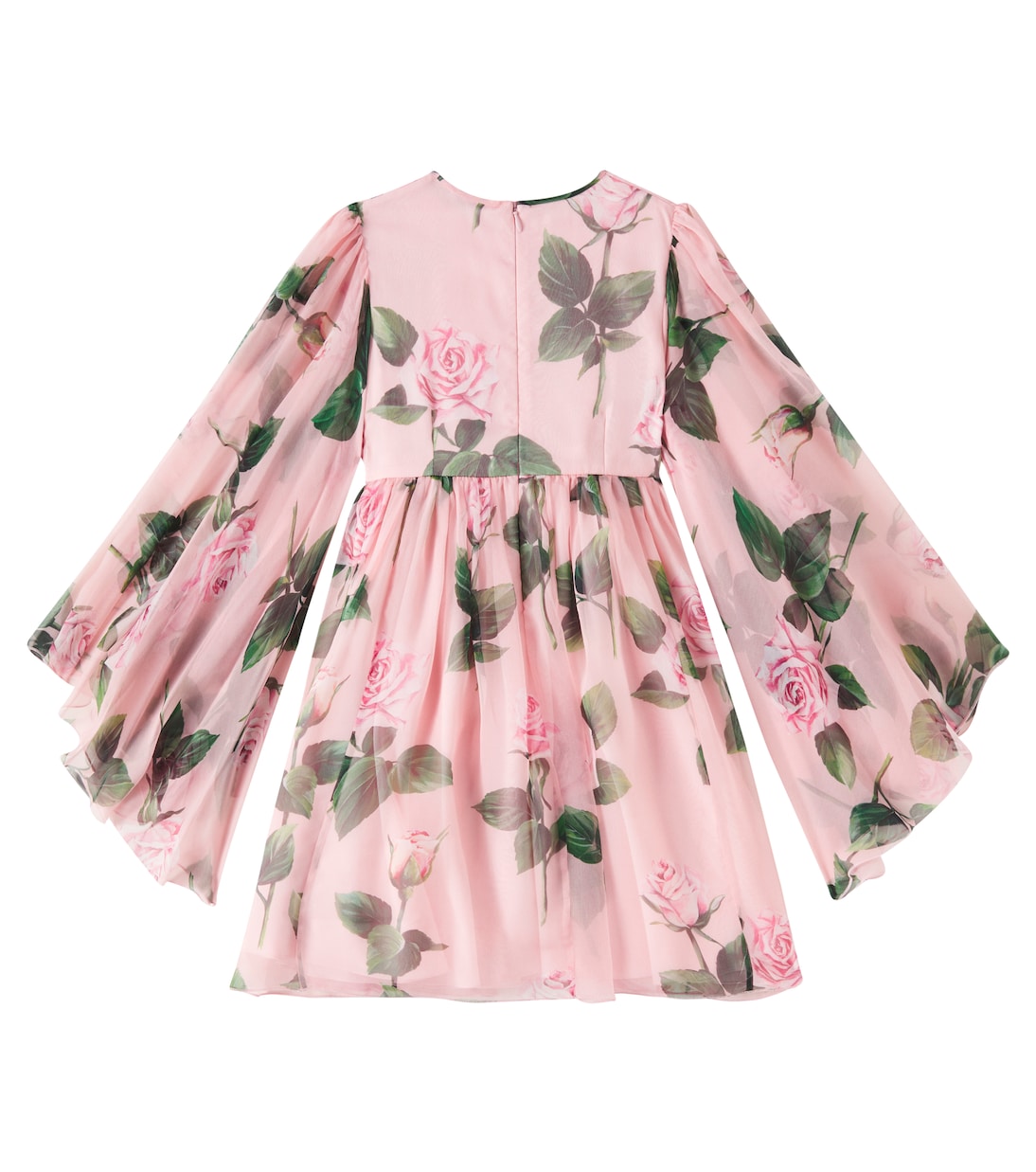 Платье из шелкового шифона с цветочным принтом Dolce&Gabbana Kids, Rose C/Stelo F.Rosa — фото 4