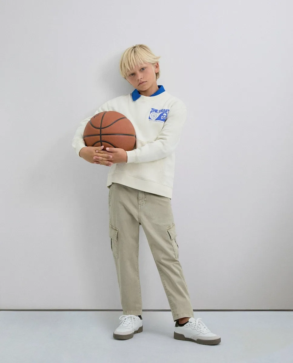 

Детские брюки карго прямого кроя с боковыми карманами Scalpers, бежевый