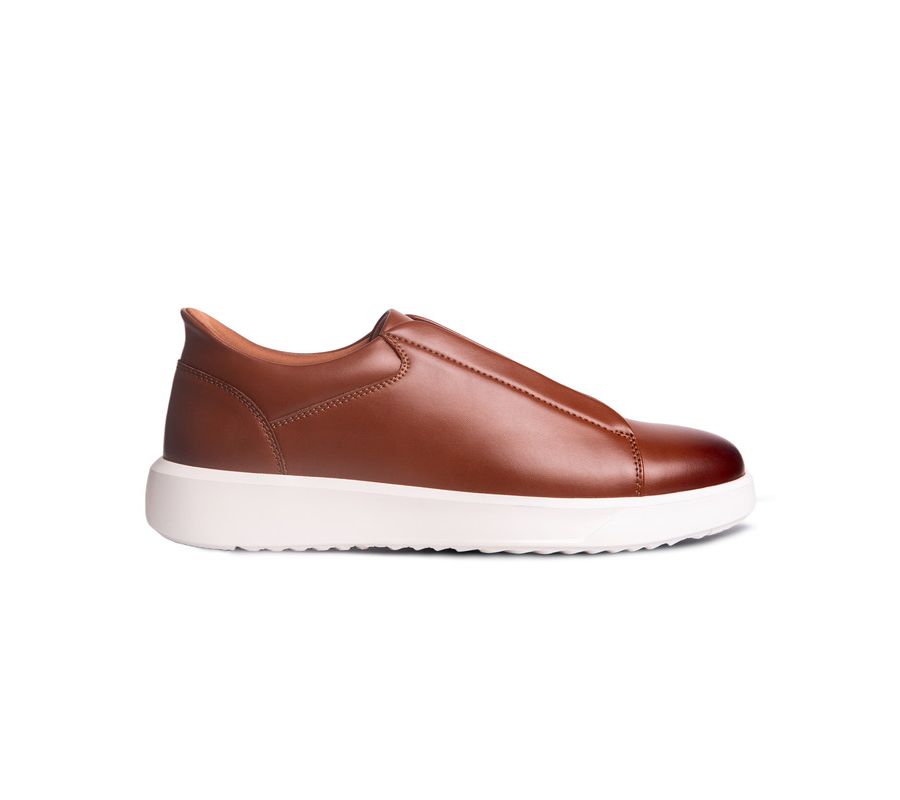 Мужские легкие кроссовки Allen St Hands-Free Slip On Technology Marc Joseph New York, Cognac napa leather — фото 4
