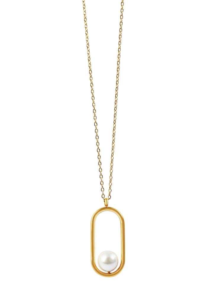 

Adeliás Женское ожерелье из нержавеющей стали с жемчугом, 45 см, золотое