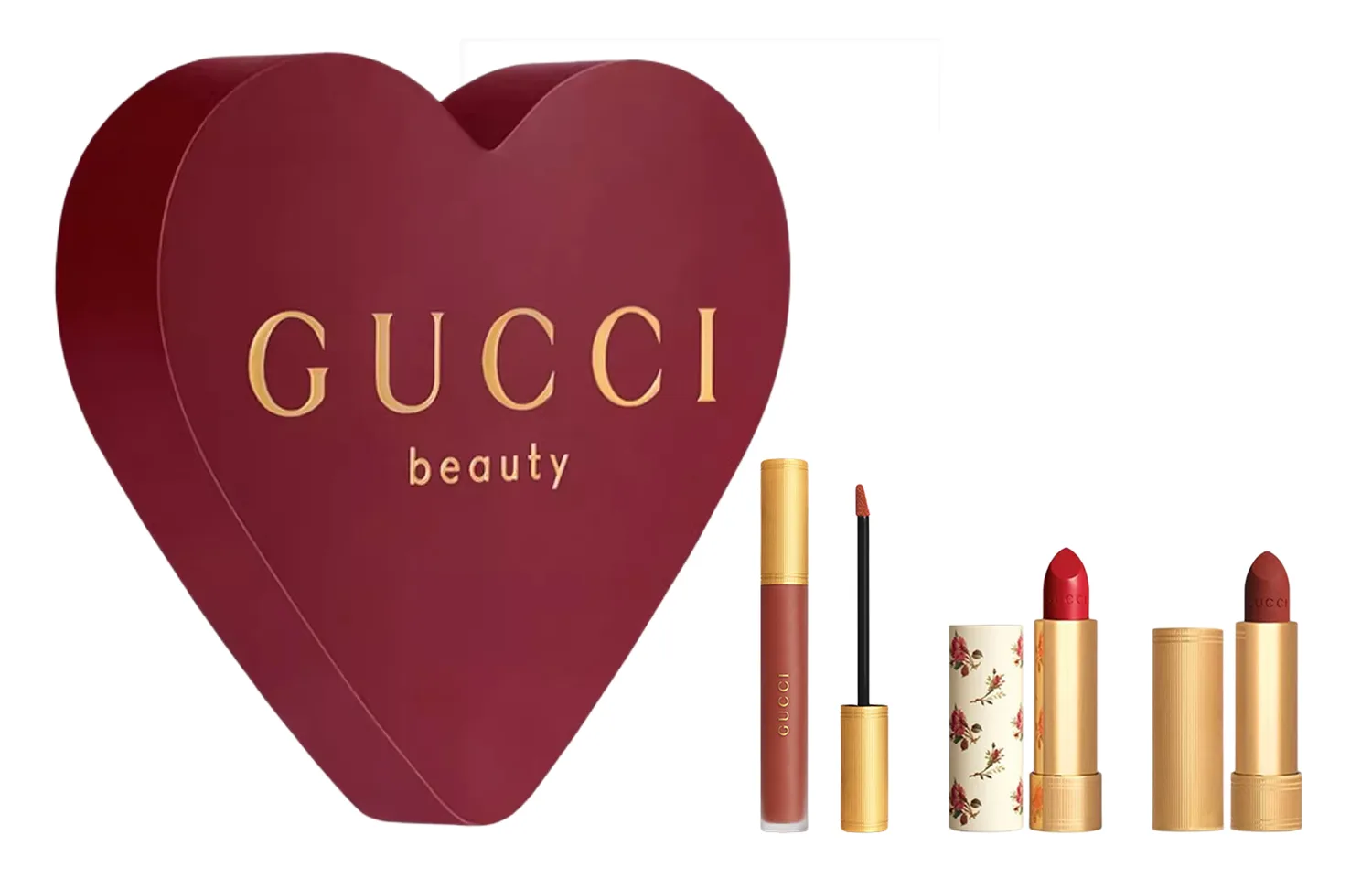 GUCCI Триколор помада бокс лимитированная серия, набор матовых жидких помад с мягкой текстурой, легко растушевывается, долго держится, Three-Piece Set: Cloud Mist Liquid Lipstick #505+Silk Lip Balm #25+Velvet Lip Balm #505