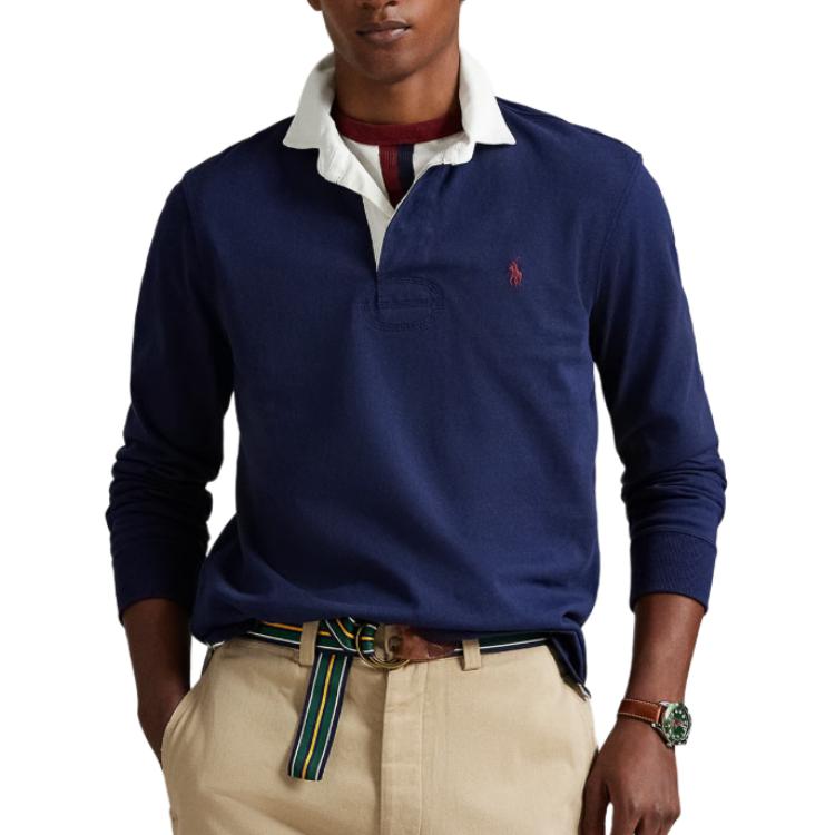 Регбийная поло-рубашка с вышитым логотипом Polo Ralph Lauren, newport marine синий — фото 4
