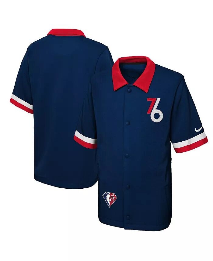 

Темно-синяя куртка Big Boys Philadelphia 76ers 2021/22 City Edition Therma Flex с коротким рукавом и воротником Nike