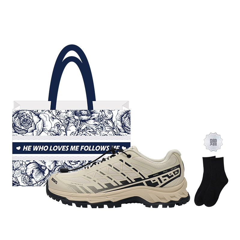 

Kappa Мужские противоскользящие устойчивые к истиранию кроссовки Fishbone низкие Cheese White/Black - Cheese White/Black (Подарочная сумка Rose+Носки)