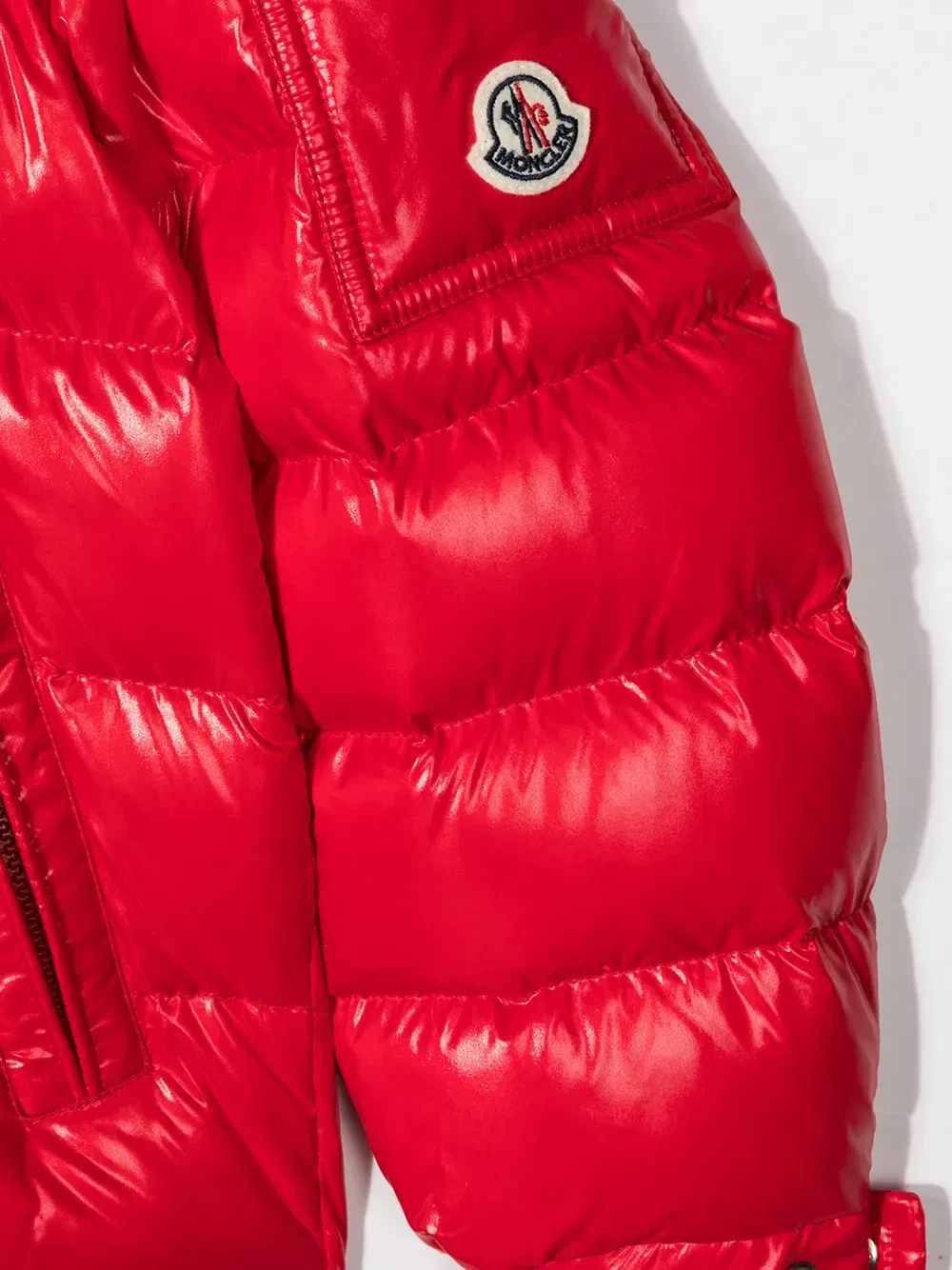 Глянцевый пуховик Moncler Enfant, красный — фото 3