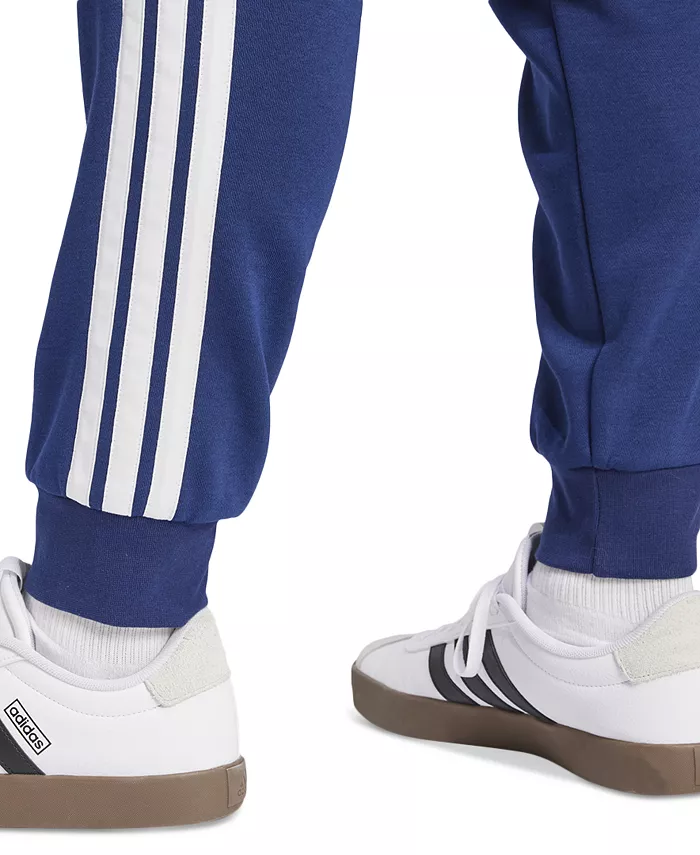 Мужские базовые джоггеры Regular-Fit с флисом и 3 полосками Adidas, синий — фото 2