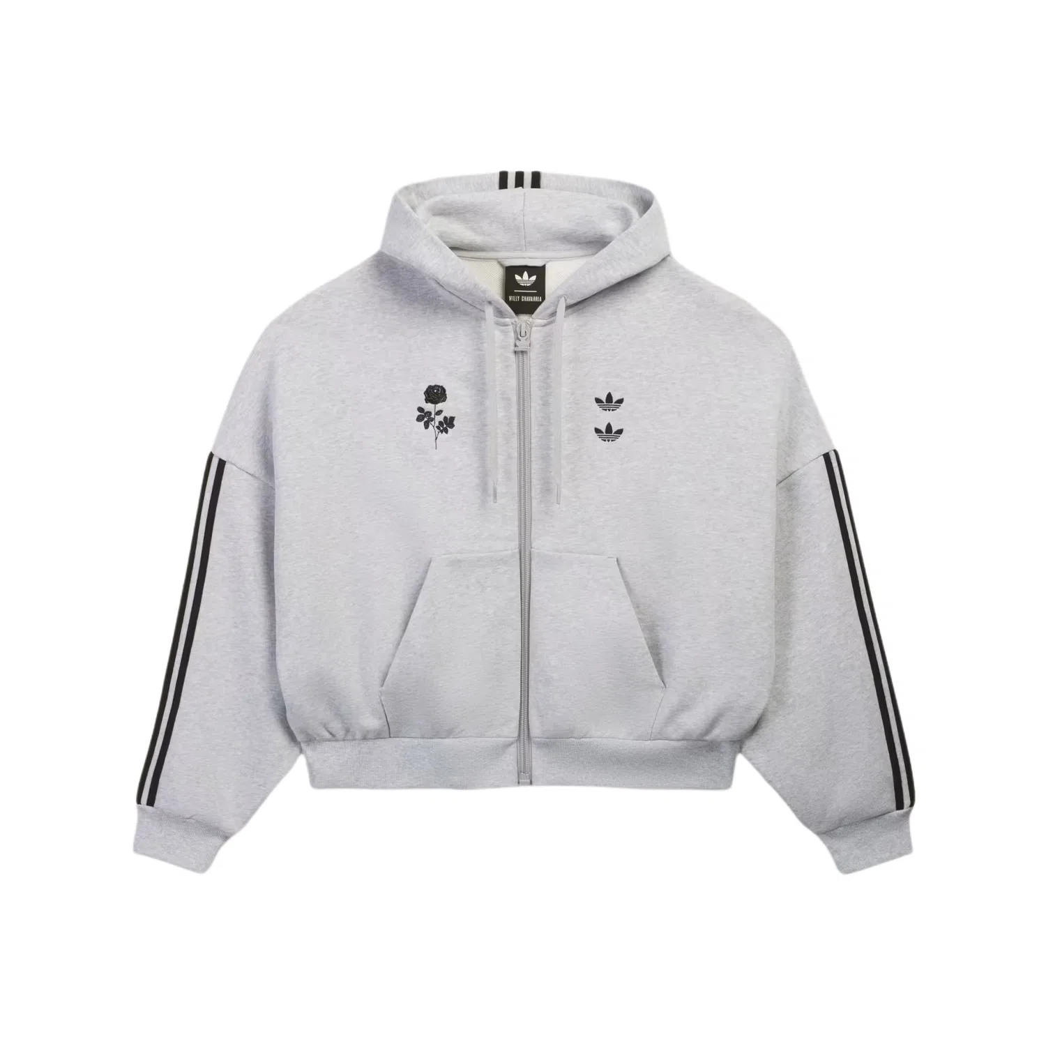 Толстовка Adidas Originals x Willy Chavarria Full Zip Logo, светло-серый меланж — фото 2