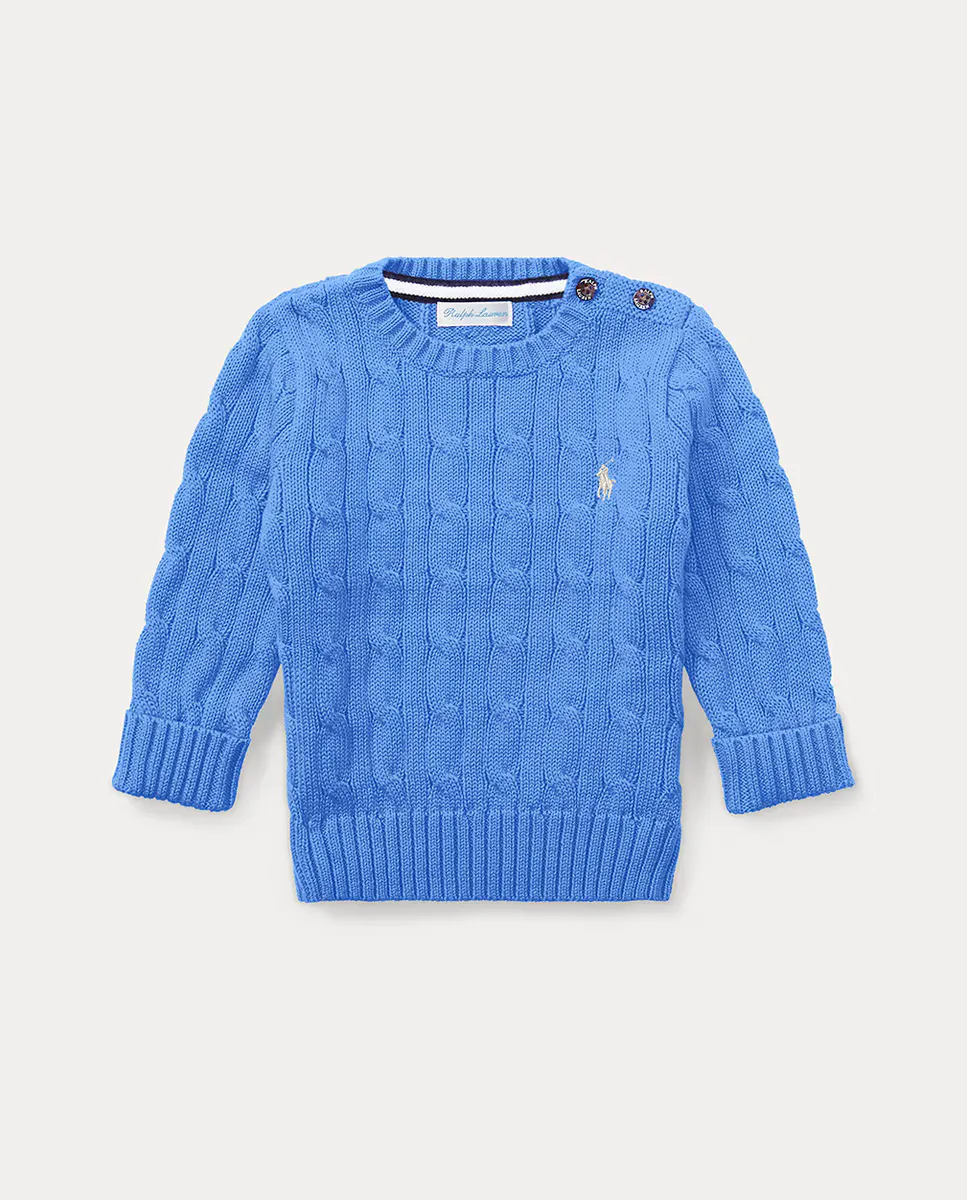 

Свитер из хлопка с косичками для мальчика Polo Ralph Lauren, синий