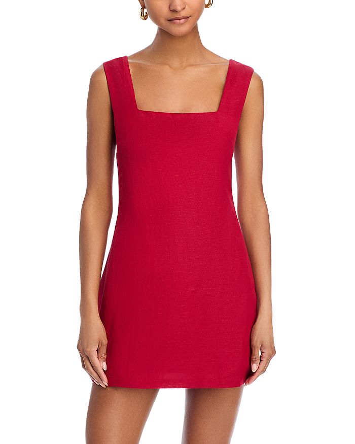 

Платье с квадратным вырезом Birdie из льняной смеси FRENCH CONNECTION, красный