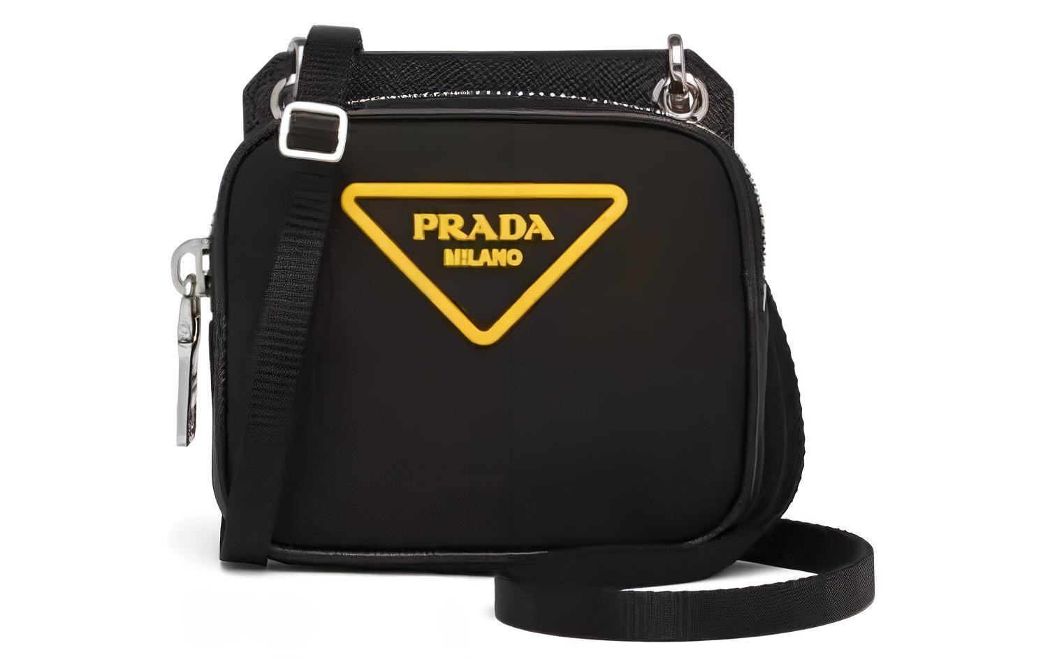 

Prada Мужская сумка через плечо из сафьяновой кожи, черная