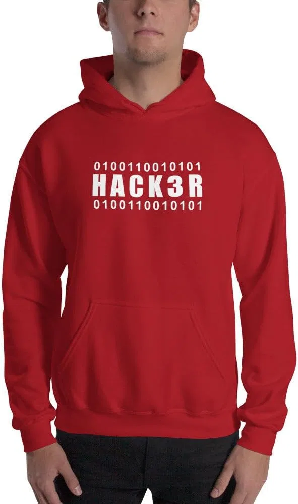 0100110010101 Hack3r - Толстовка с капюшоном (белый текст)