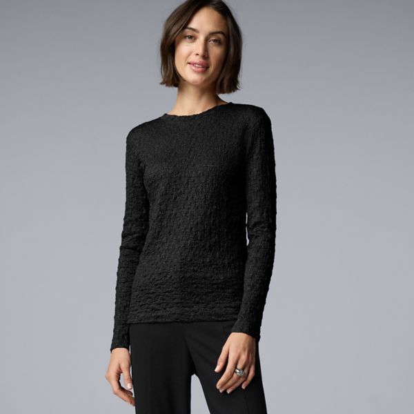 

Женская футболка с длинным рукавом и складками Simply Vera Vera Wang, черный