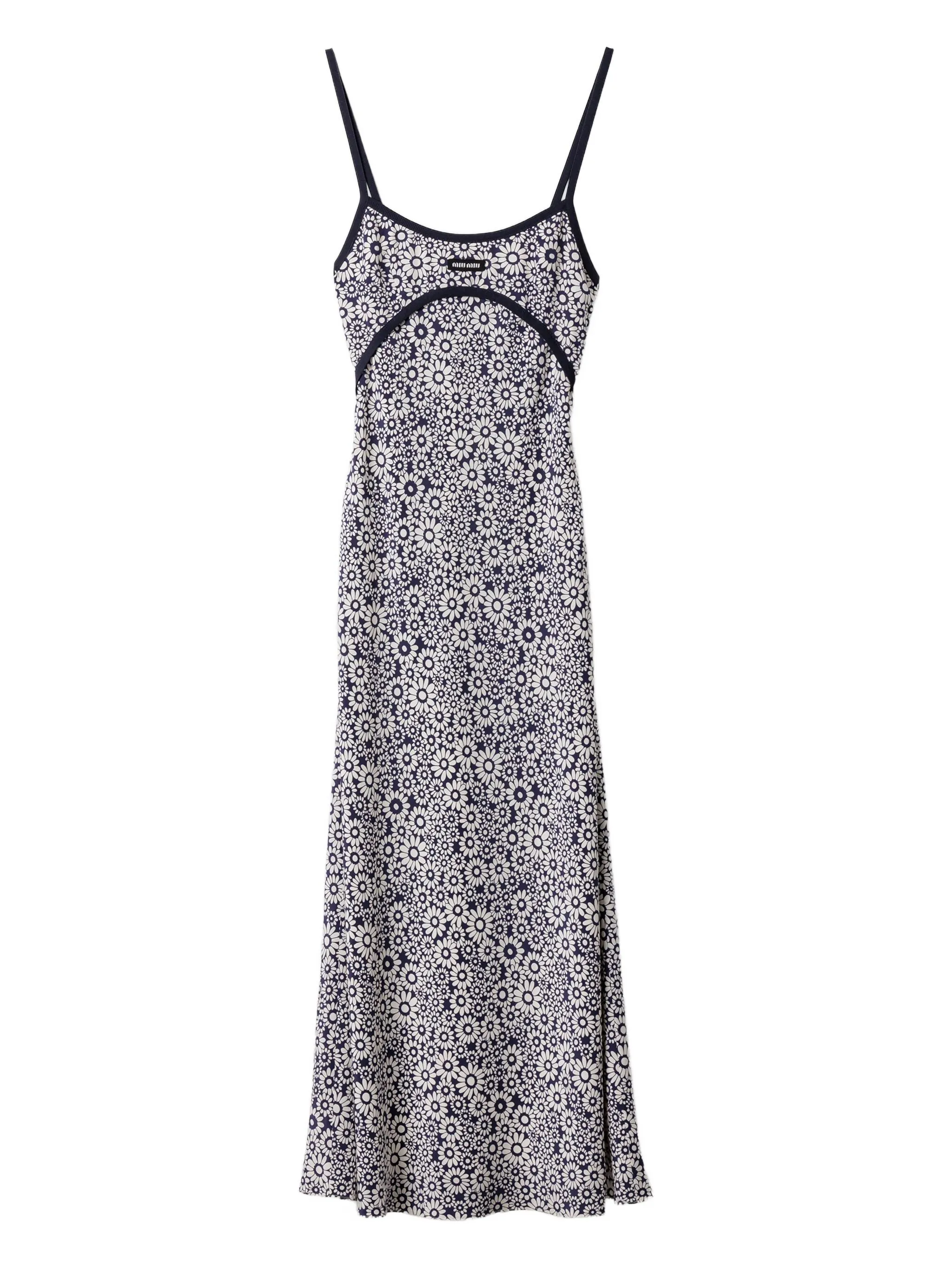 

Платье-комбинация с цветочным принтом Miu Miu, синий