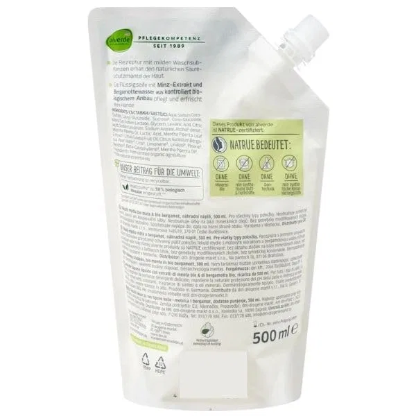 Жидкое мыло «Organic Mint & Organic Bergamot» от Alverde, 2 пакета по 500 мл Generisch — фото 3