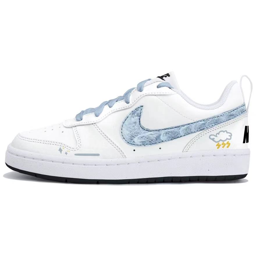 

Кроссовки для скейтбординга Court Borough Mist Cyan Cloud Flash Low top Kids' Teenagers Nike, белый/синий