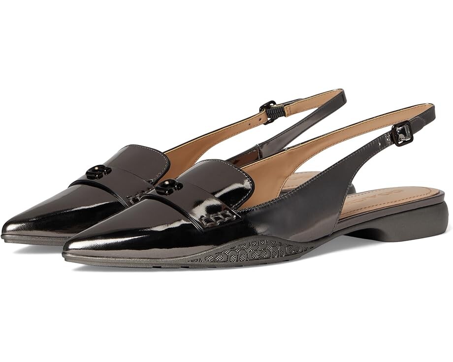 

Туфли на плоской подошве COACH Carrie Metallic Leather Skimmer, цвет Anthracite
