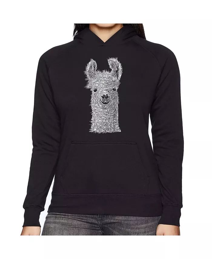 

Женская толстовка с капюшоном Word Art - Llama LA Pop Art, черный