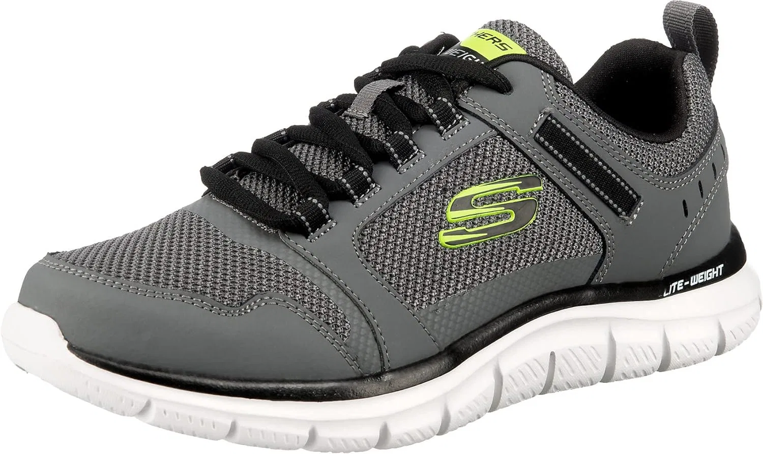 Мужские кроссовки Skechers Burns 52635-bbk, Charcoal Leather Mesh Black Synthetic Trim
