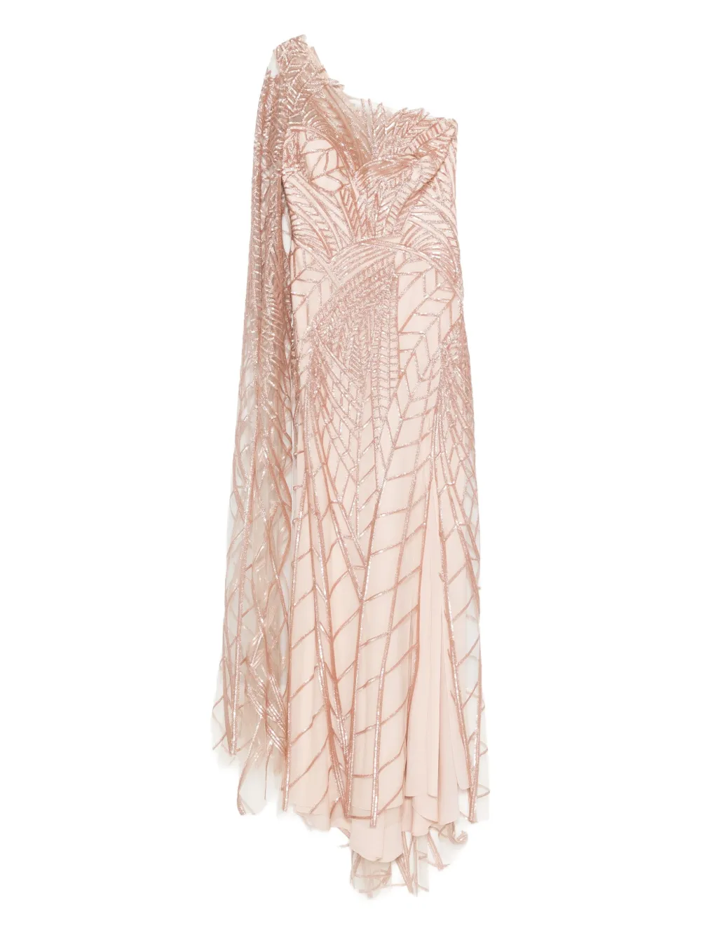 

Декорированное платье на одно плечо Gemy Maalouf, розовый