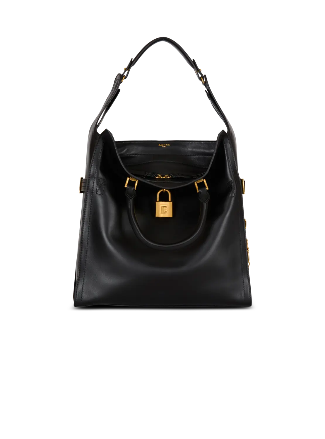 

Сумка-тоут Pulse Large из вощеной телячьей кожи Balmain, черный