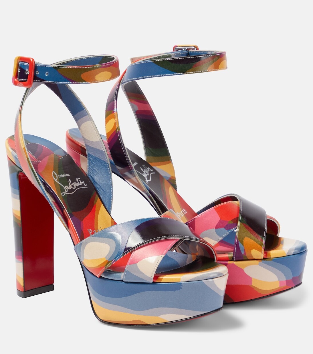 Кожаные сандалии supramariza 130 Christian Louboutin, мультиколор