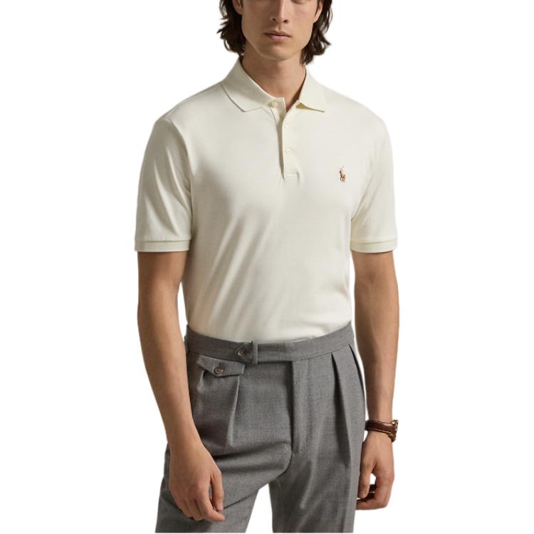 Мужское поло Polo Ralph Lauren белого цвета — фото 4