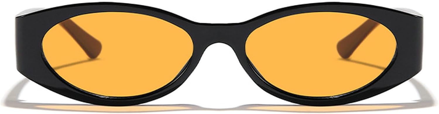 

Модные маленькие овальные солнцезащитные очки для женщин, солнцезащитные очки UV400 оранжево-коричневого цвета, винтажные солнцезащитные очки для мужчин mincl, Black Orange