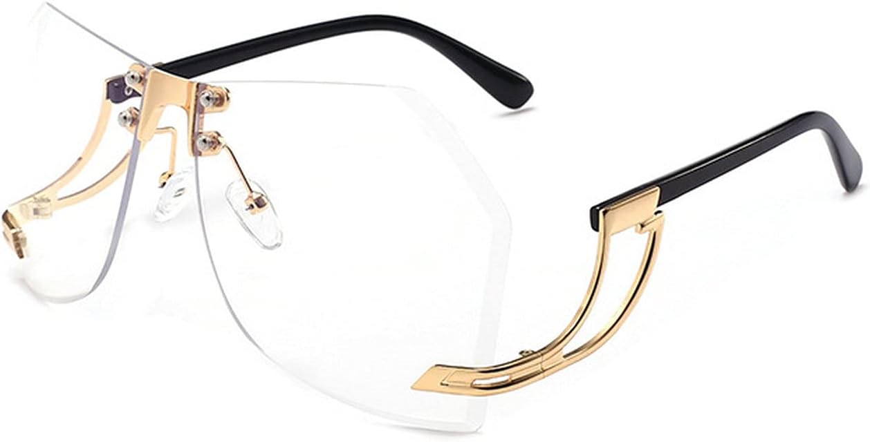 

2 шт. - Солнцезащитные очки без оправы неправильной формы для женщин, металлическая оправа, большие солнцезащитные очки с градиентным переходом цвета, модные женские прозрачные очки COTIA, Transparent