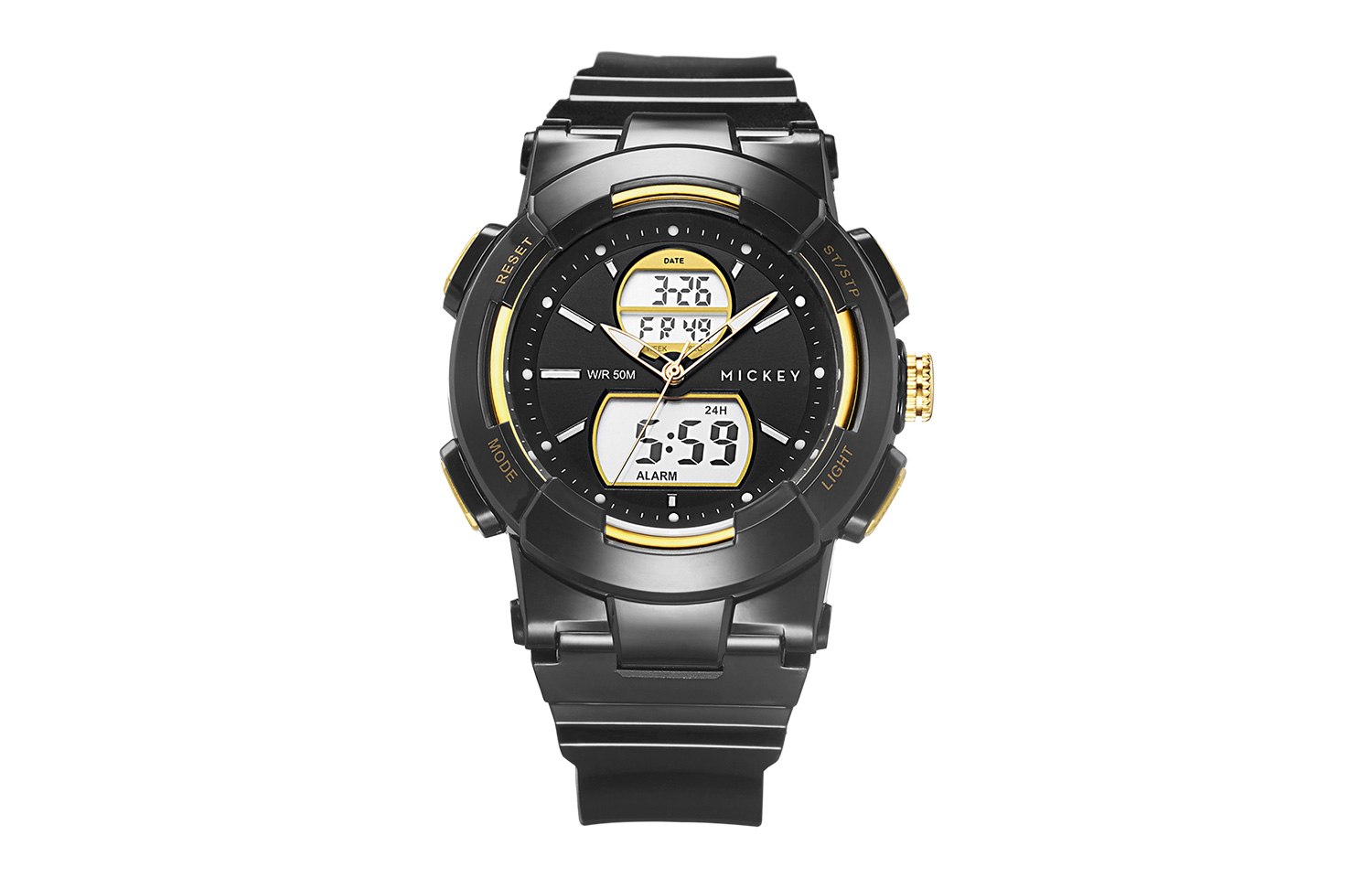 

Disney Часы Mickey Series Electronic Movement TPU Strap Watch Unisex Black Dial