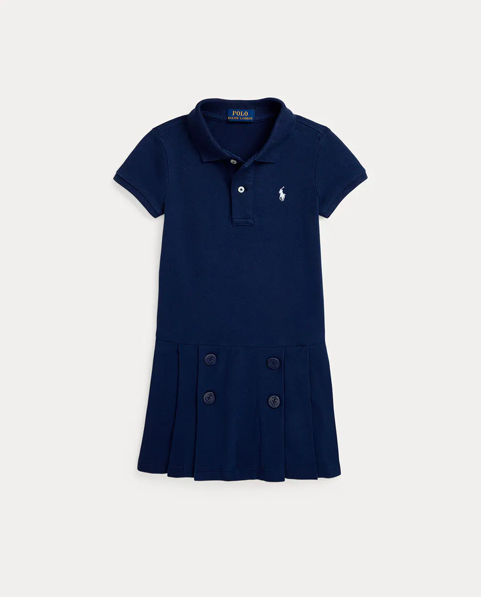 

Платье из пике темно-синего цвета для девочки Polo Ralph Lauren