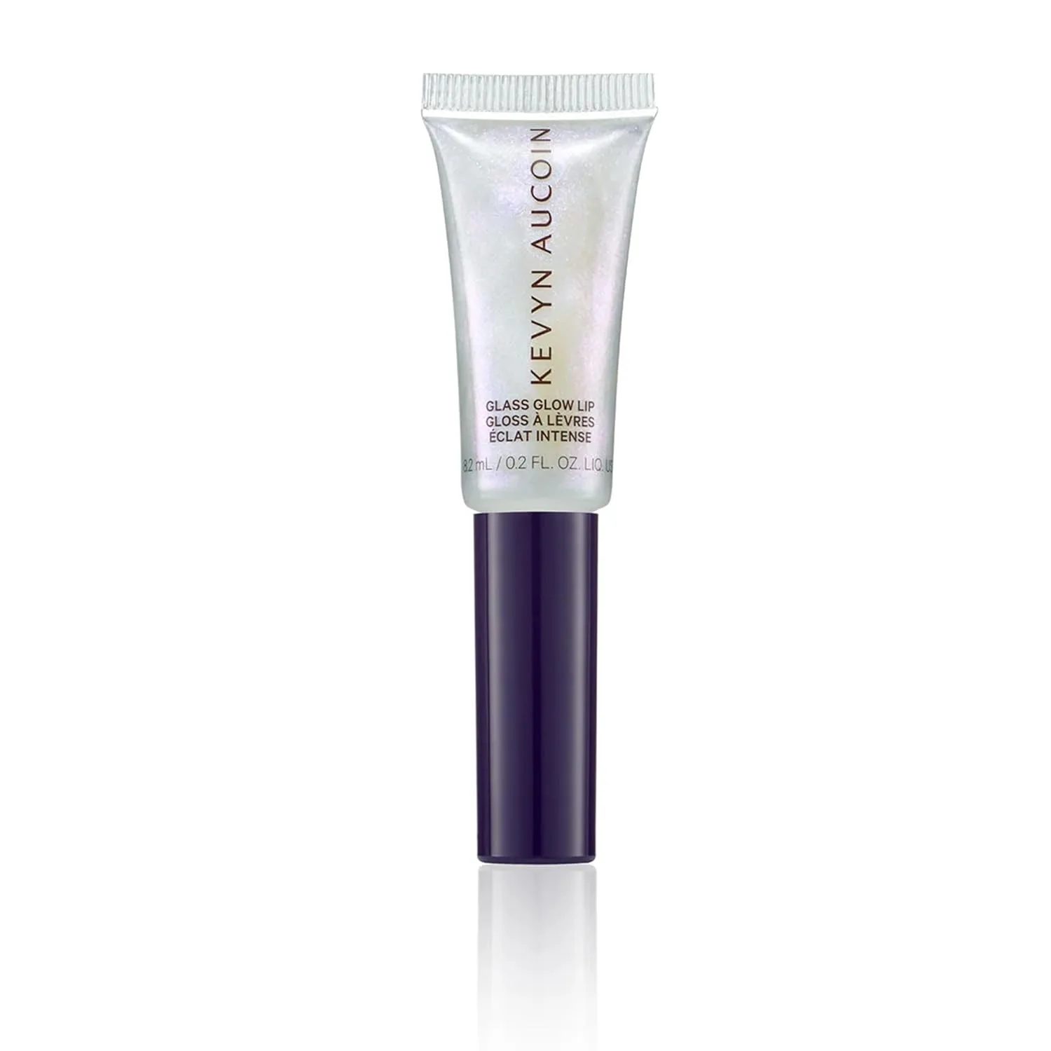 Kevyn Aucoin Glass Glow Lip: универсальный блеск для губ и хайлайтер, 3D отражающее покрытие, комфортное ношение, не липкий, увлажняет, защищает, фиксирует блеск, выбор визажистов, CRYSTAL CLEAR (blue pearl)