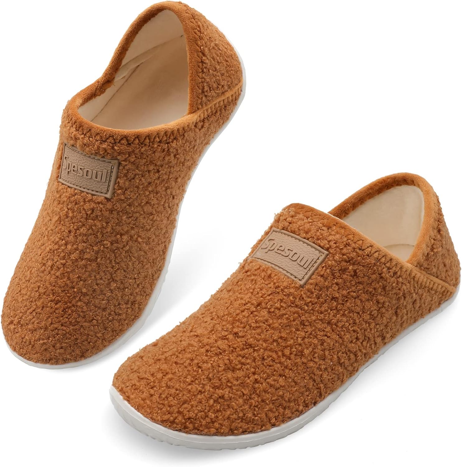 

Домашние тапочки Spesoul Fuzzy House для женщин и мужчин, закрытая задняя часть, легкие, с мягкой искусственной меховой подкладкой, тапочки-носки для дома, спальни, офиса, йоги и прогулок на улице, Ty1 Brown