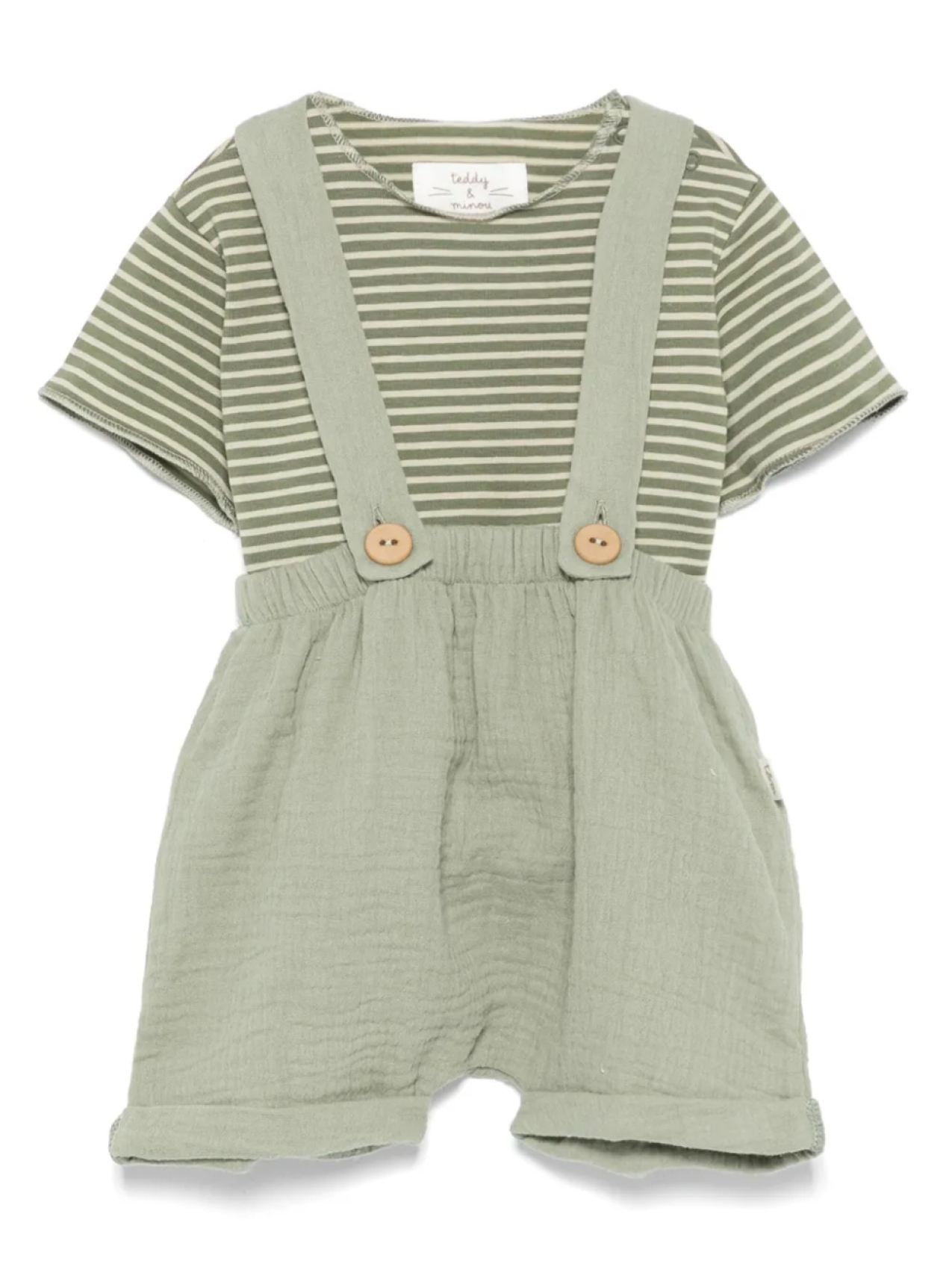 

TEDDY & MINOU комплект из шортов и футболки в полоску, зеленый