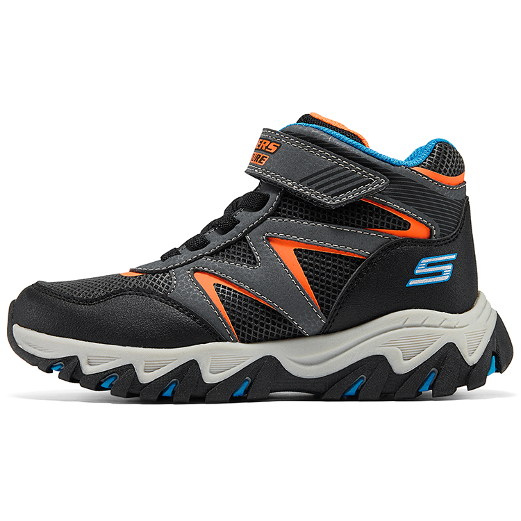 

Skechers Kids Нескользящие, износостойкие, теплые детские кроссовки средней высоты, цвет черный, серый, оранжевый.