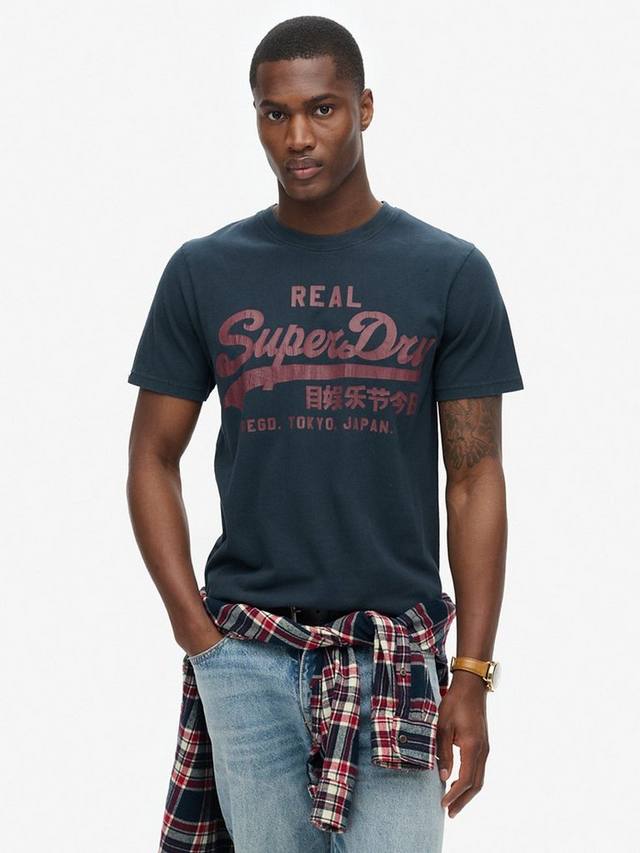 

Винтажная футболка с графическим логотипом Superdry, цвет Eclipse Navy