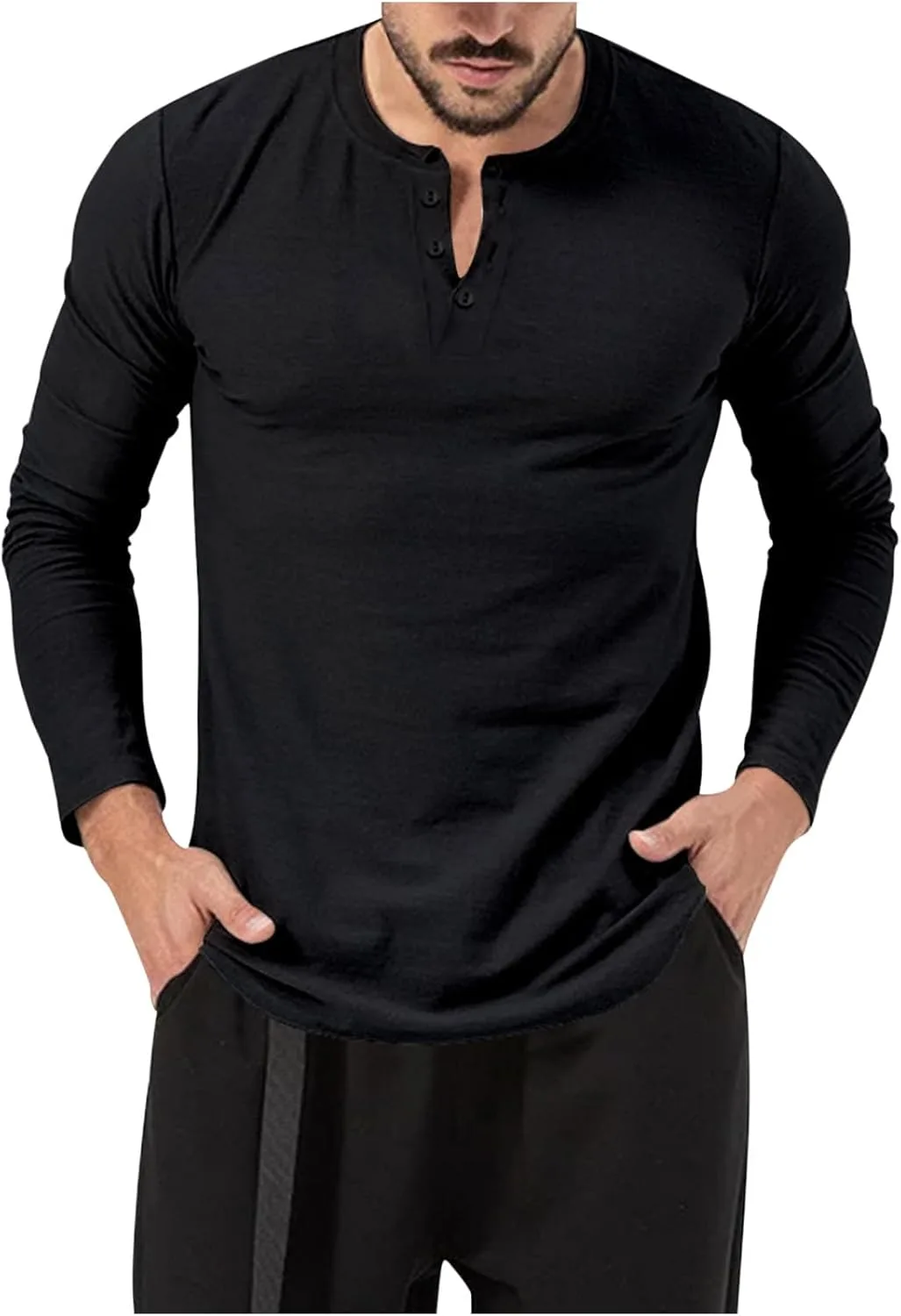 

Uillui Slim Fit Muscle T Shirt для мужчин, Henley с пуговицами, легкий