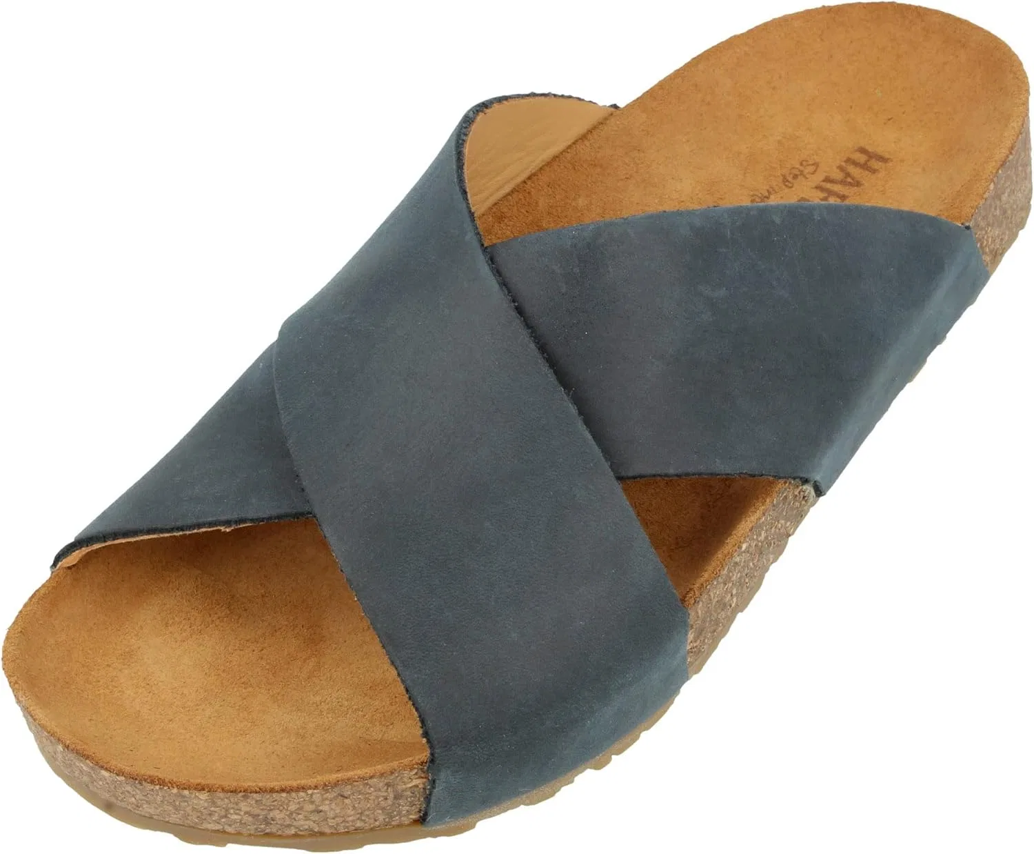 HAFLINGER Bio Mio 819412-0 Мужские и женские кожаные сабо-мюли, Blue Navy 749