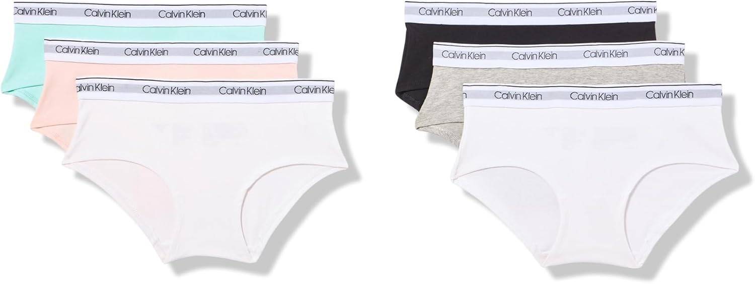 

Комплект из 6 пар нижнего белья Calvin Klein для девочек из хлопка и хипстеров, Delta Teal Pack