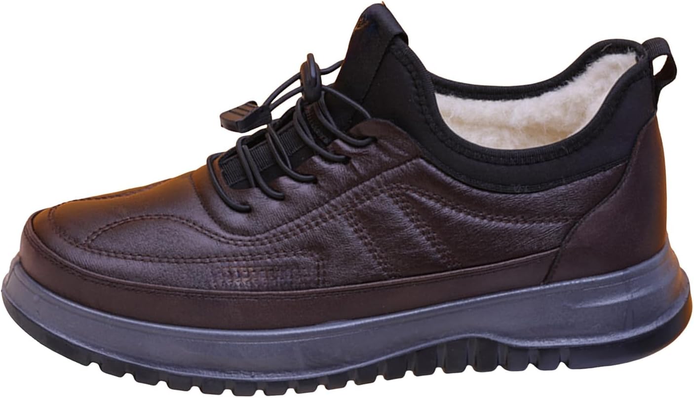 

Мужские зимние ботинки IWIHMIV, ботильоны, нескользящие, повседневные, теплые утолщенные с флисовой подкладкой, кроссовки для прогулок, Coffee