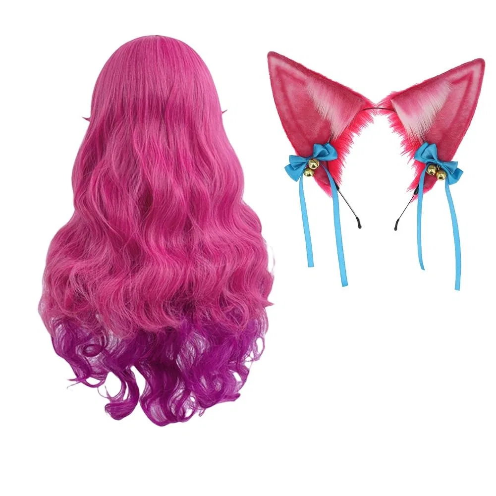 Парик для косплея Spirit Blossom Ahri с головным убором Xingbiyou