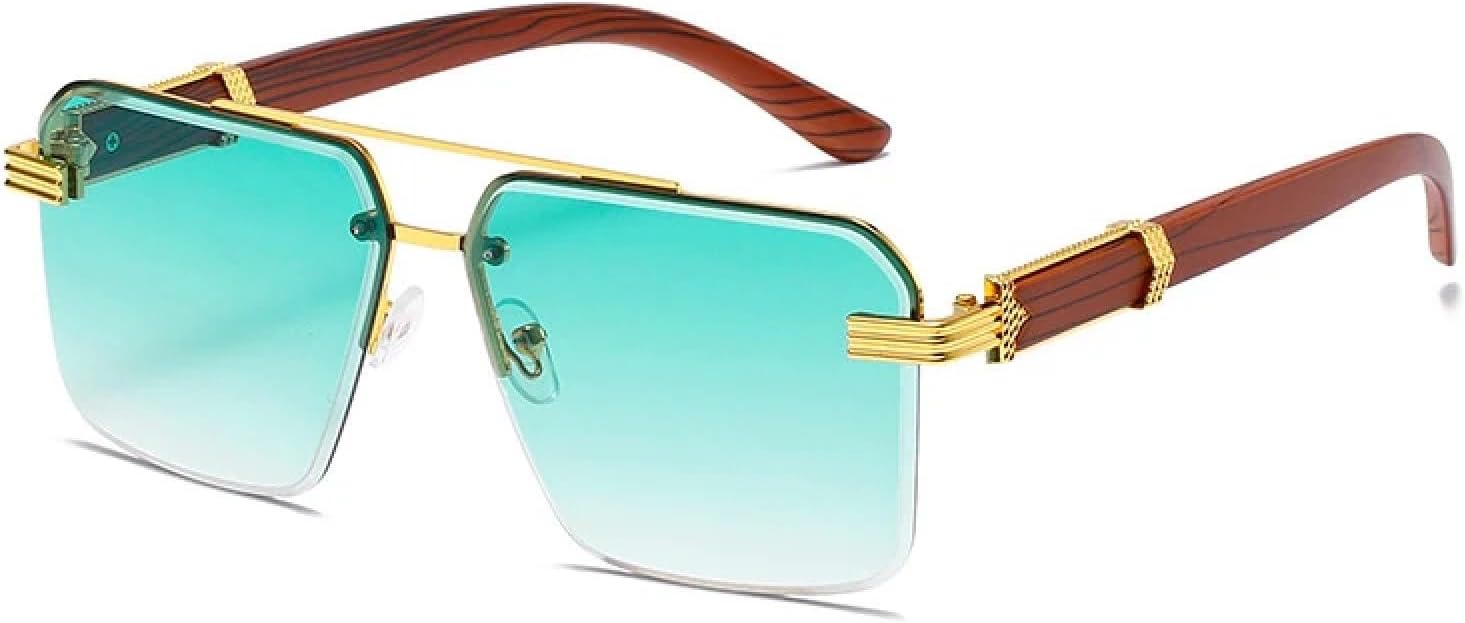 

Модные роскошные солнцезащитные очки с двойной перемычкой для женщин и мужчин, в стиле ретро, ​​для активного отдыха и вождения, женские, с защитой от УФ-излучения UV400 TKKTLLT, Gold Gradient Green