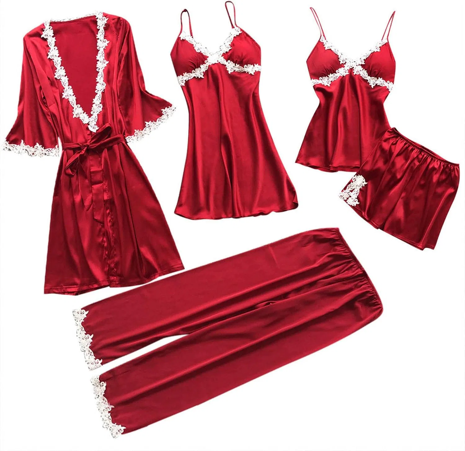 Пижама женская, сатин, Red