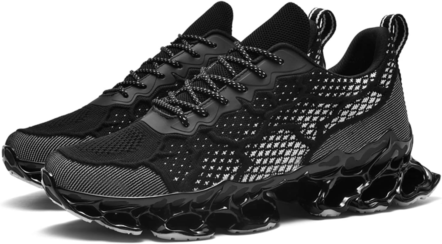 

Мужские слипоны Poramea, кроссовки для ходьбы и тенниса без шнурков, беговые кроссовки Blade, сетчатые для бега, трейл-джоггинга, повседневные спортивные, черный
