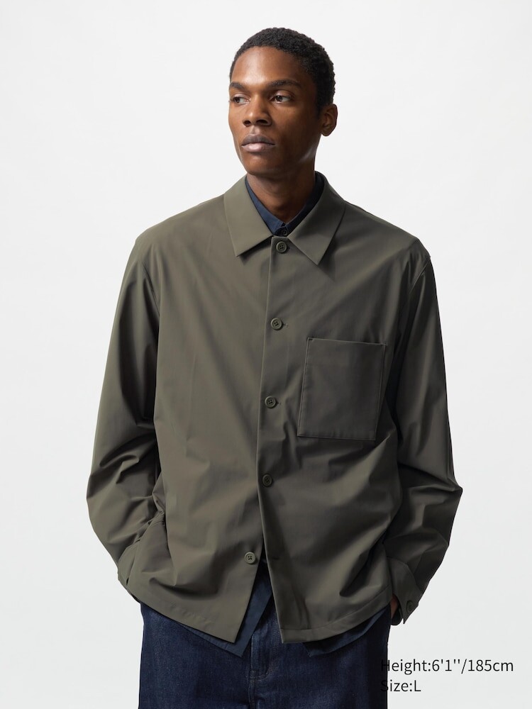 

Куртка-Рубашка ultra stretch Uniqlo, цвет 57 зеленый зеленый
