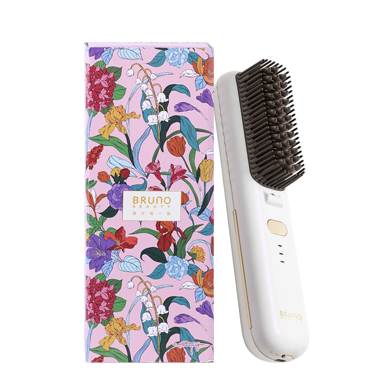 

Выпрямляющая щетка для волос ZFS01 портативная ленивая кисть, уход за волосами с отрицательными ионами для бережного использования, набор в подарочной коробке BRUNO, белый
